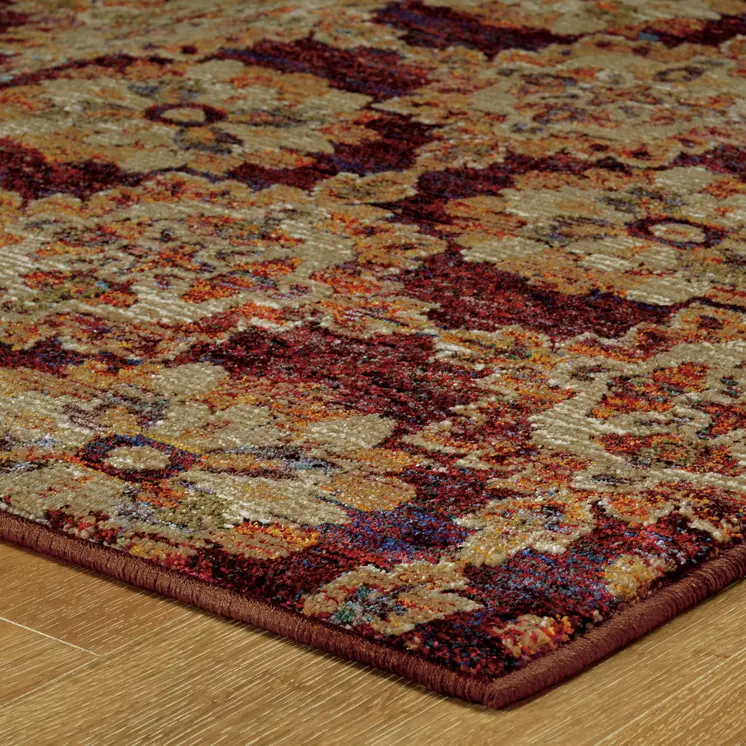 8' Red And Gold Oriental Runner Rug