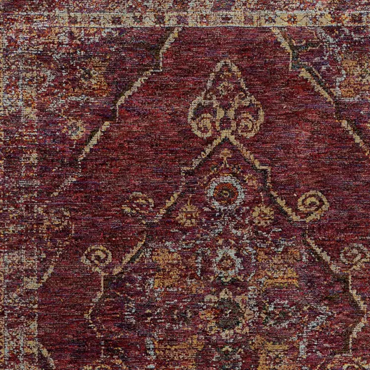 7' X 10' Red and Gold Oriental Power Loom Area Rug