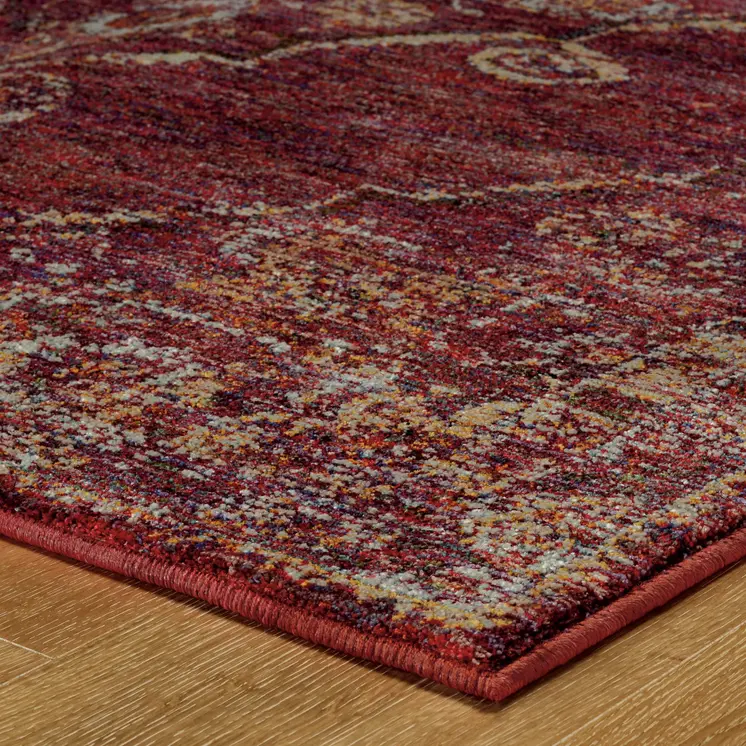 8' X 11' Red and Gold Oriental Power Loom Area Rug