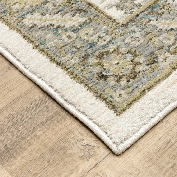 2' X 3' Stone And Ivory Oriental Area Rug