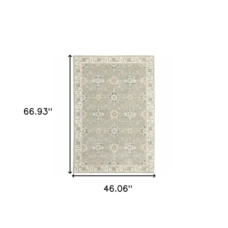 3' X 5' Gray and Ivory Oriental Power Loom Area Rug