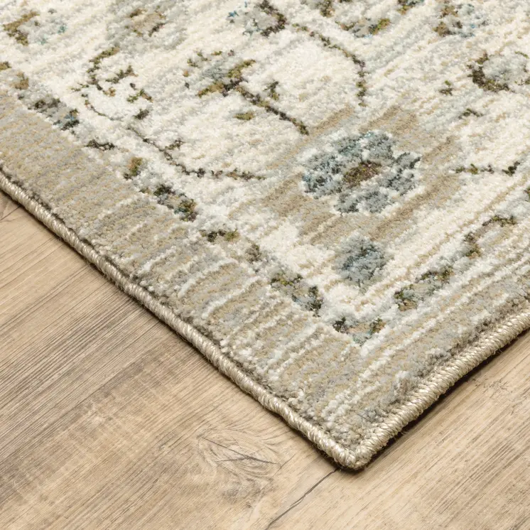 3' X 5' Beige And Ivory Oriental Area Rug
