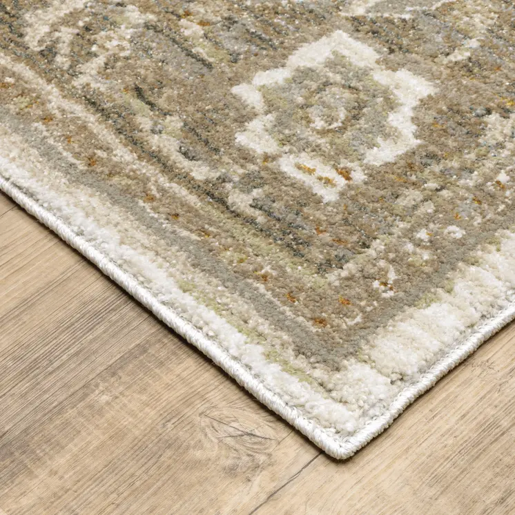 2' X 3' Beige And Ivory Oriental Area Rug