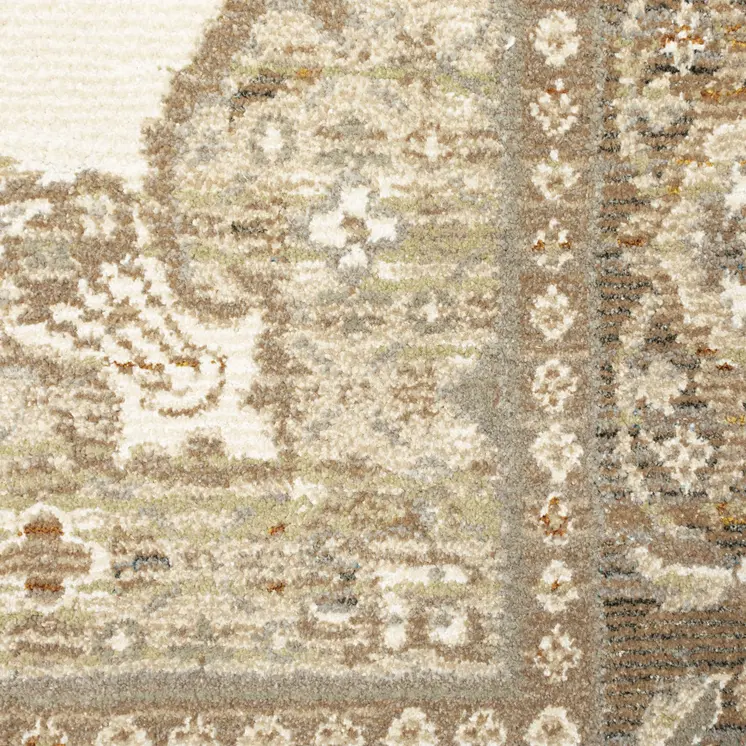 3' X 5' Beige and Ivory Oriental Power Loom Area Rug