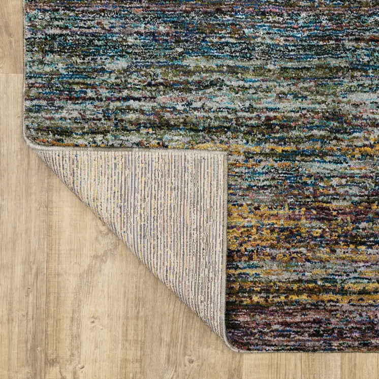 8' Blue And Gray Abstract Runner Rug