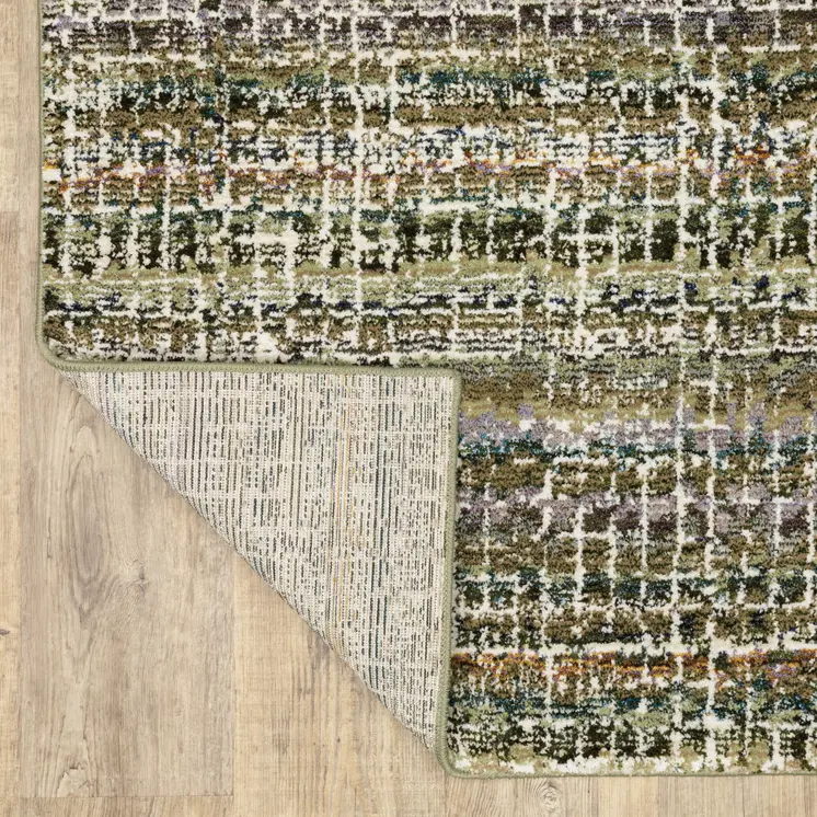 12' Green And Ivory Abstract Runner Rug
