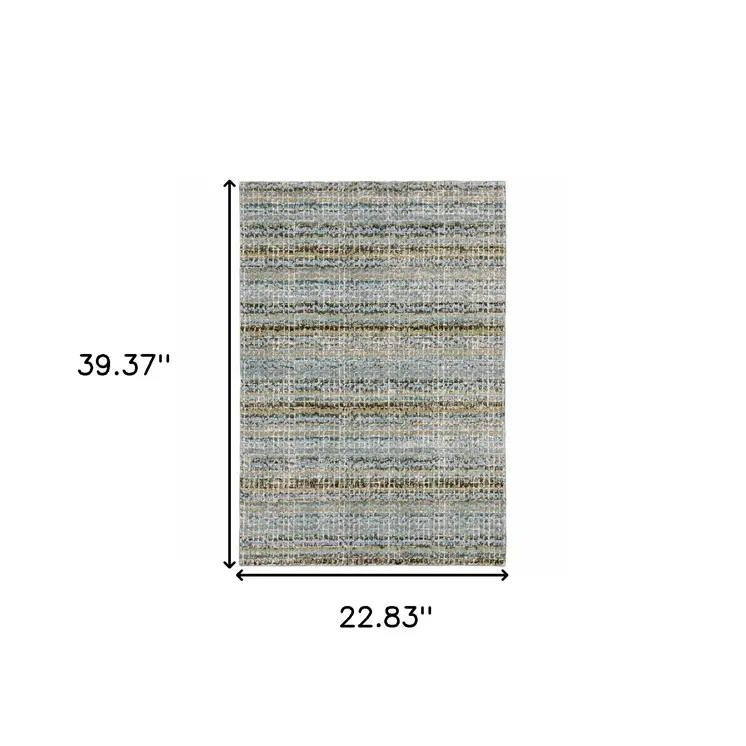 2' X 3' Blue And Green Abstract Area Rug