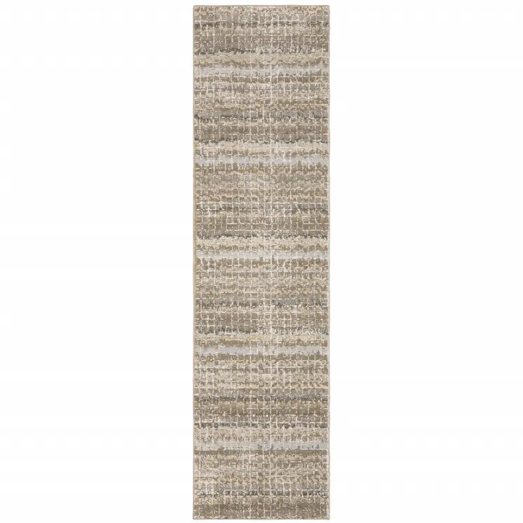 8' Ivory And Gray Abstract Runner Rug