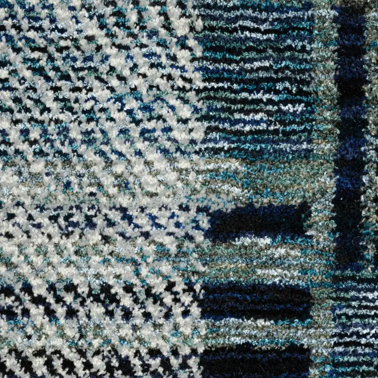 8' Blue And Midnight Geometric Runner Rug