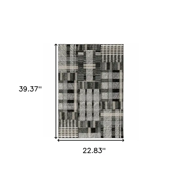 2' X 3' Black And Gray Geometric Area Rug