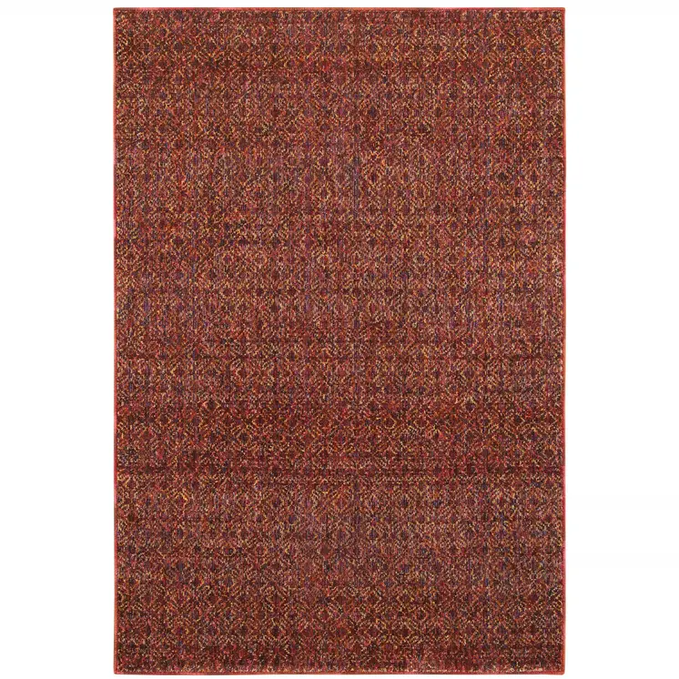 2' X 3' Red and Gold Geometric Power Loom Area Rug