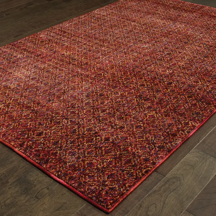 2' X 3' Red and Gold Geometric Power Loom Area Rug
