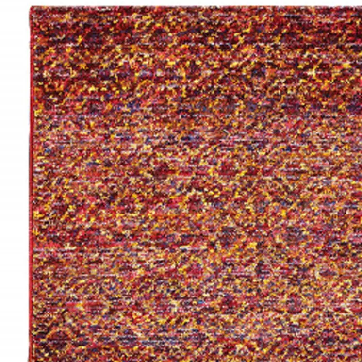 12' Red Gold And Blue Geometric Runner Rug