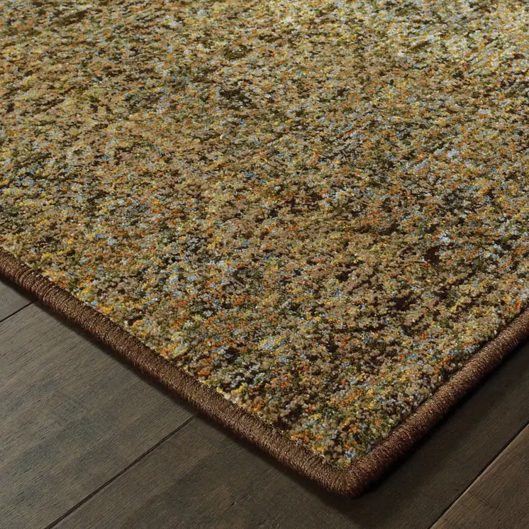 8' X 11' Green And Gold Geometric Distressed Area Rug