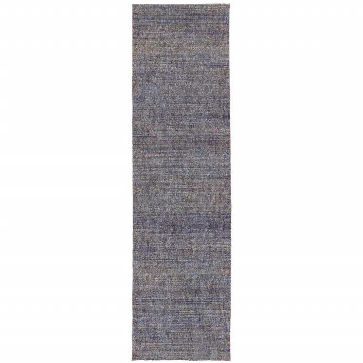 8' Blue And Ivory Runner Rug