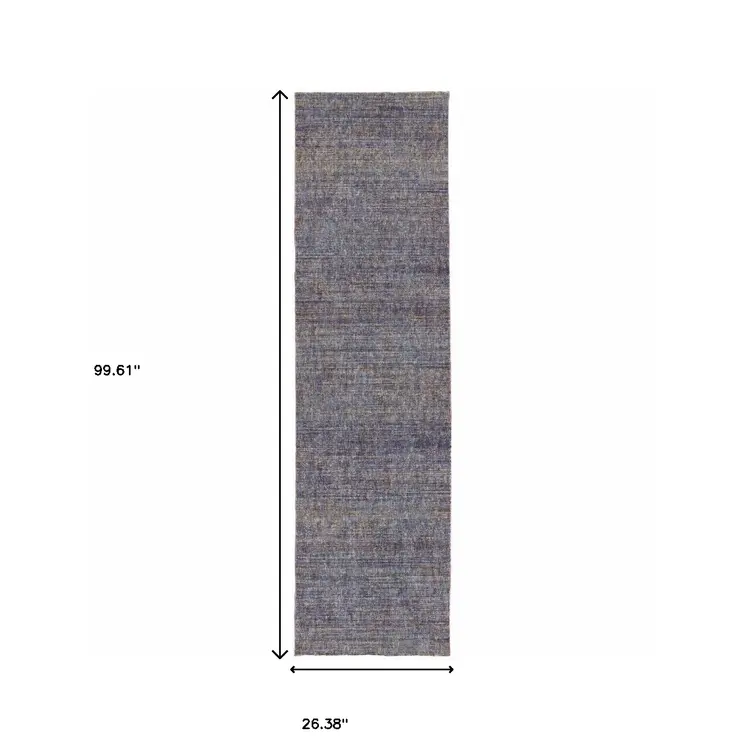 8' Blue And Ivory Runner Rug