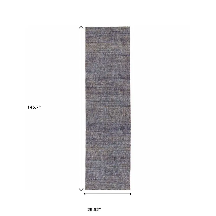 12' Purple And Gray Distressed Runner Rug