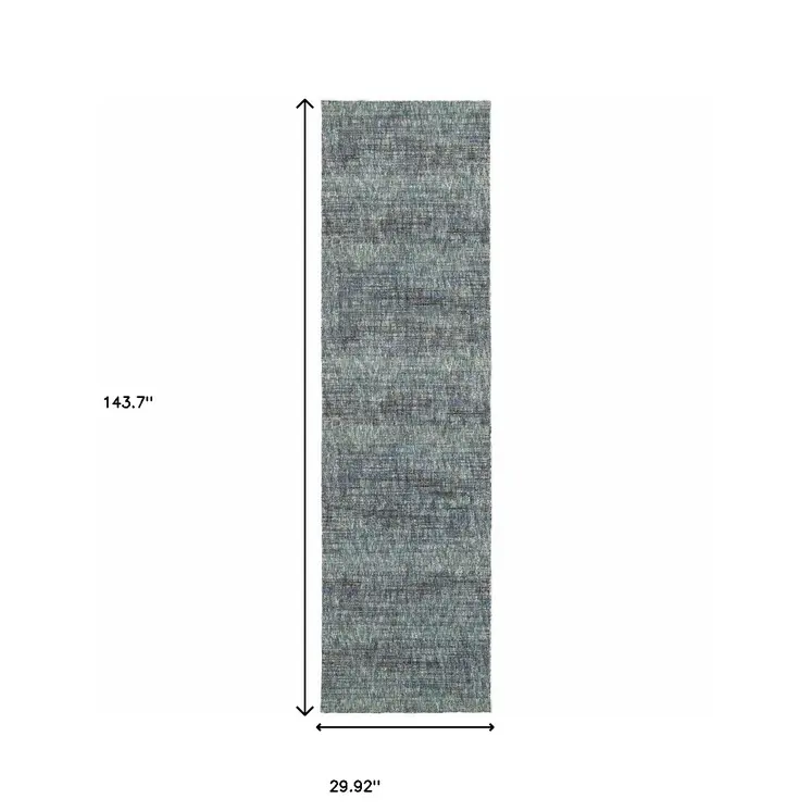 12' Blue Gray And Silver Runner Rug
