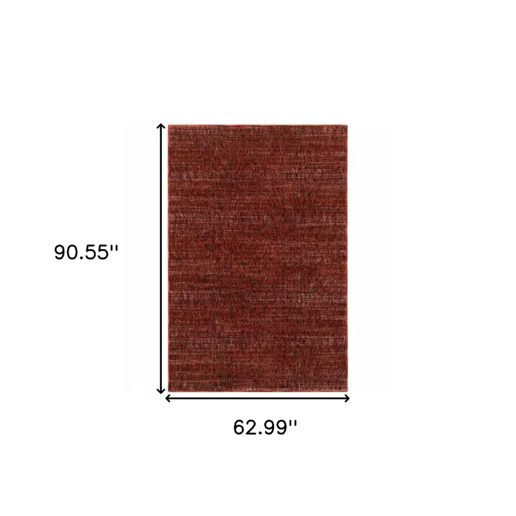 5' X 7' Red and Gray Power Loom Area Rug