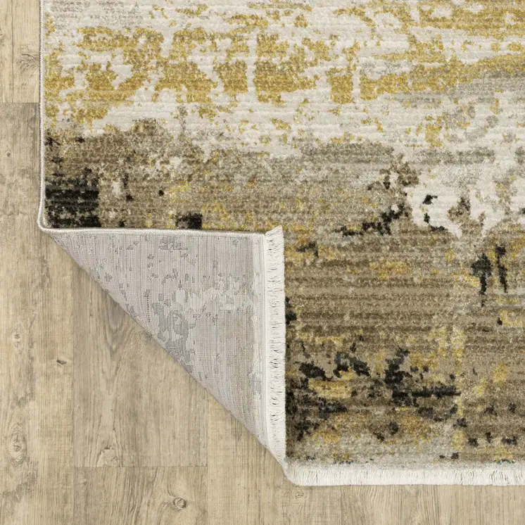 4' X 6' Gray and Black Abstract Power Loom Area Rug With Fringe