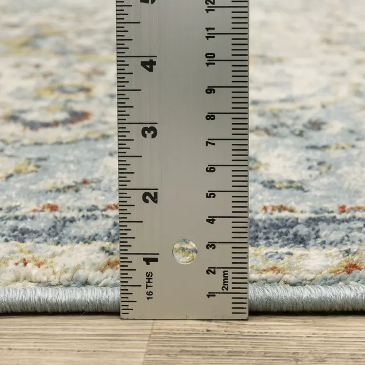 2' X 8' Blue Beige Rust Gold And Teal Oriental Power Loom Stain Resistant Runner Rug