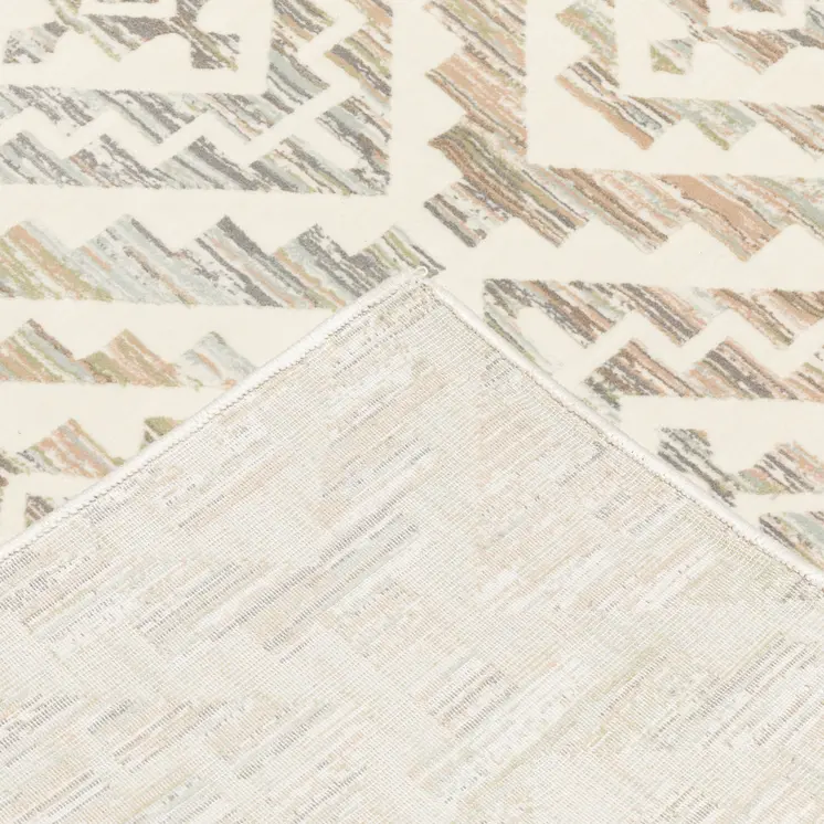 2' X 8' Grey Pink And Sage Geometric Power Loom Stain Resistant Runner Rug