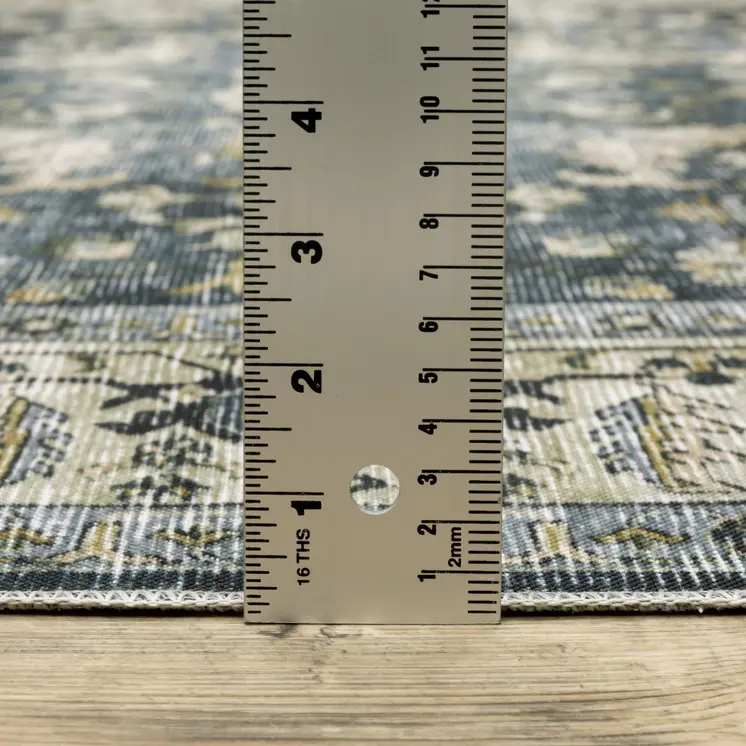 7' X 10' Blue and Ivory Oriental Non Skid Area Rug