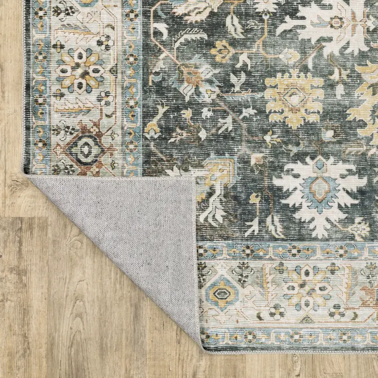 4' X 6' Gray and Ivory Oriental Non Skid Area Rug