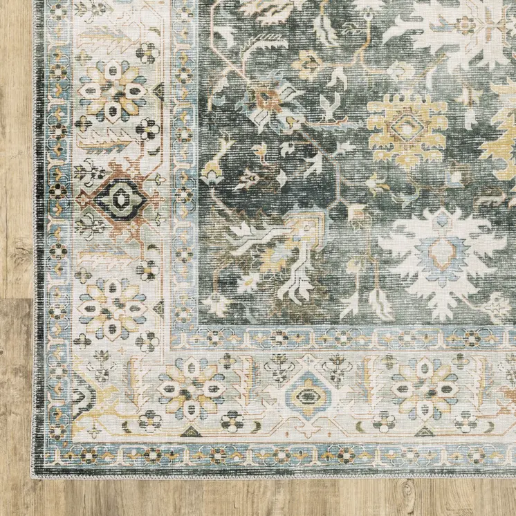 7' X 10' Gray and Ivory Oriental Non Skid Area Rug