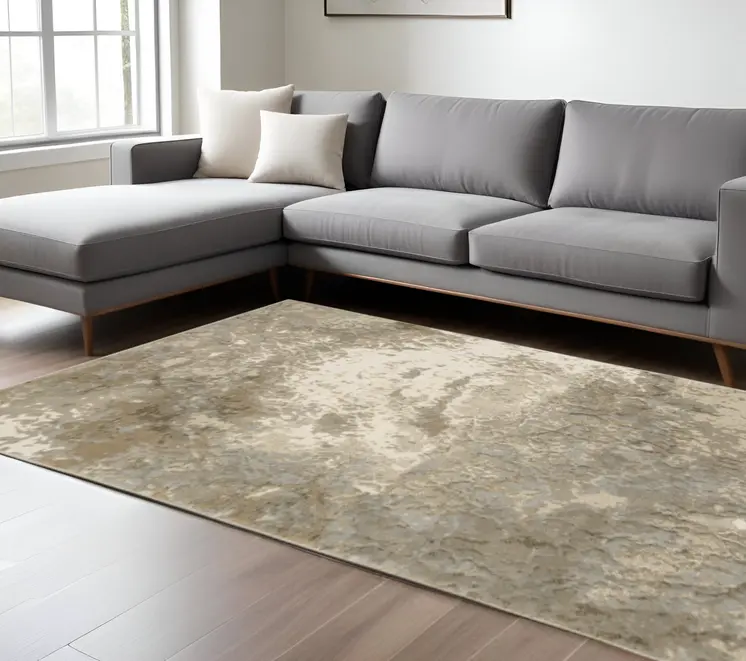 8' X 11' Gray and Ivory Abstract Power Loom Area Rug