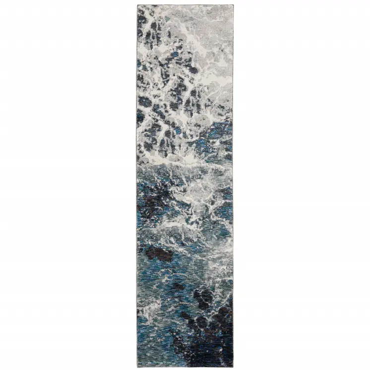 8' Gray Abstract Runner Rug