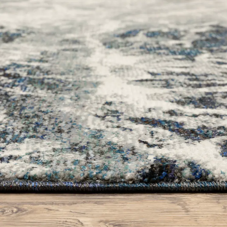 12' Gray Teal And Green Abstract Runner Rug