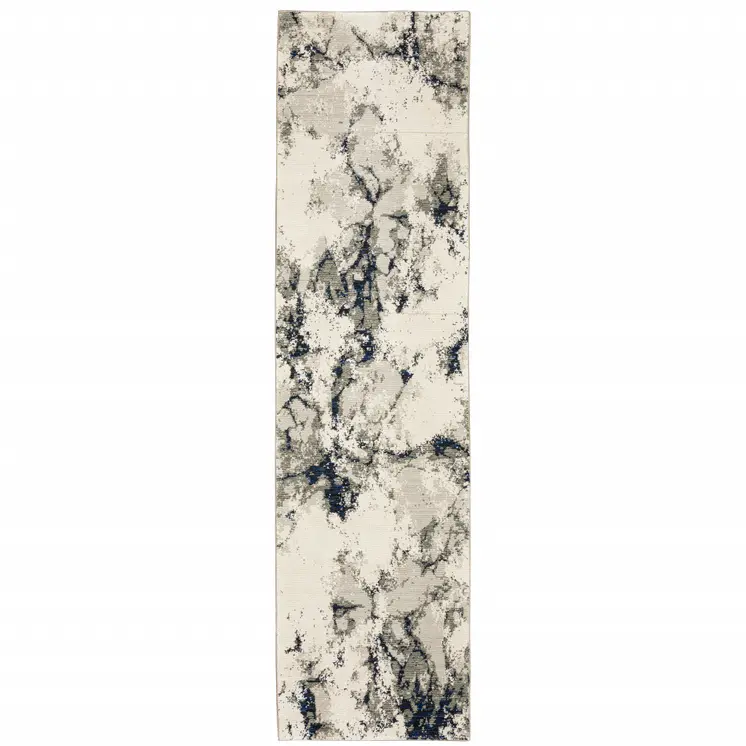 8' Gray And Black Abstract Runner Rug