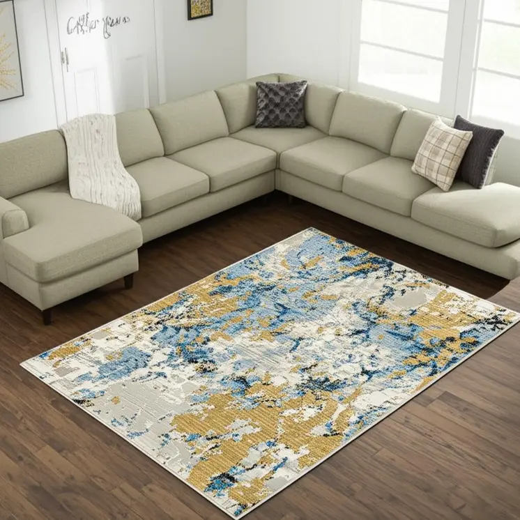 10' X 13' Gray and Ivory Abstract Power Loom Area Rug