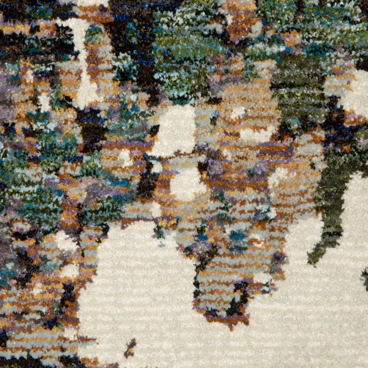 8' Blue And Ivory Abstract Runner Rug