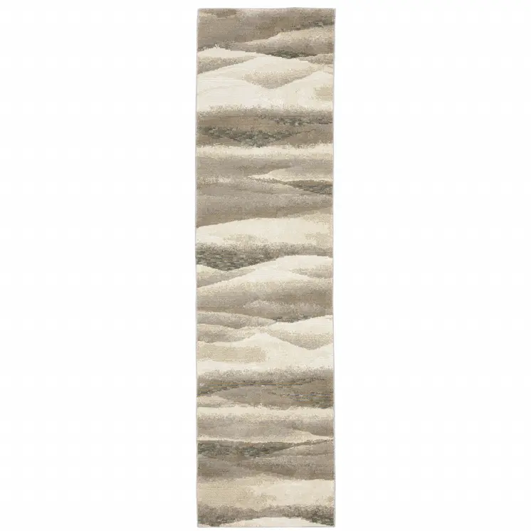 8' Blue And Gray Abstract Runner Rug