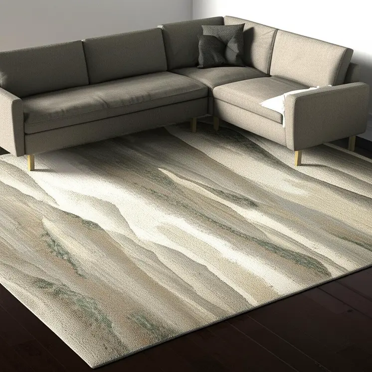 5' X 7' Blue and Gray Abstract Power Loom Area Rug