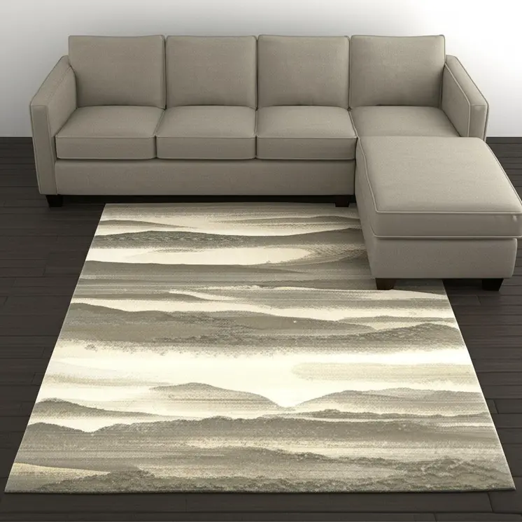 7' X 10' Blue and Gray Abstract Power Loom Area Rug