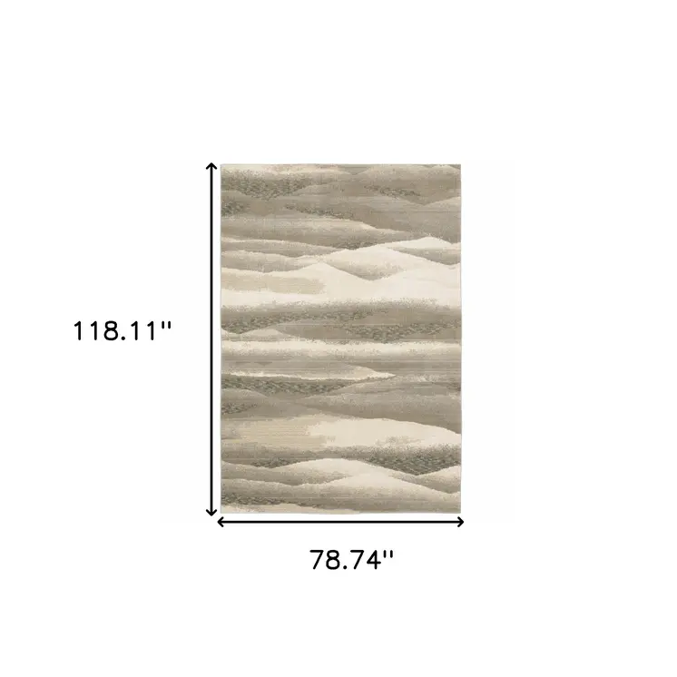 7' X 10' Blue and Gray Abstract Power Loom Area Rug