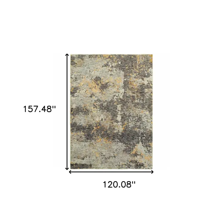 10' X 13' Gray and Ivory Abstract Power Loom Area Rug