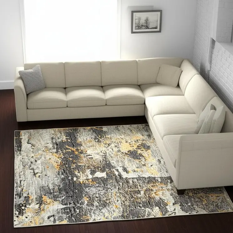 10' X 13' Gray and Ivory Abstract Power Loom Area Rug