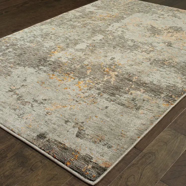 7' X 10' Gray and Ivory Abstract Power Loom Area Rug