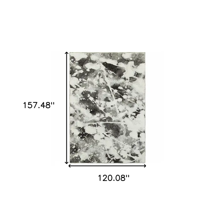 10' X 13' Gray and White Abstract Power Loom Area Rug