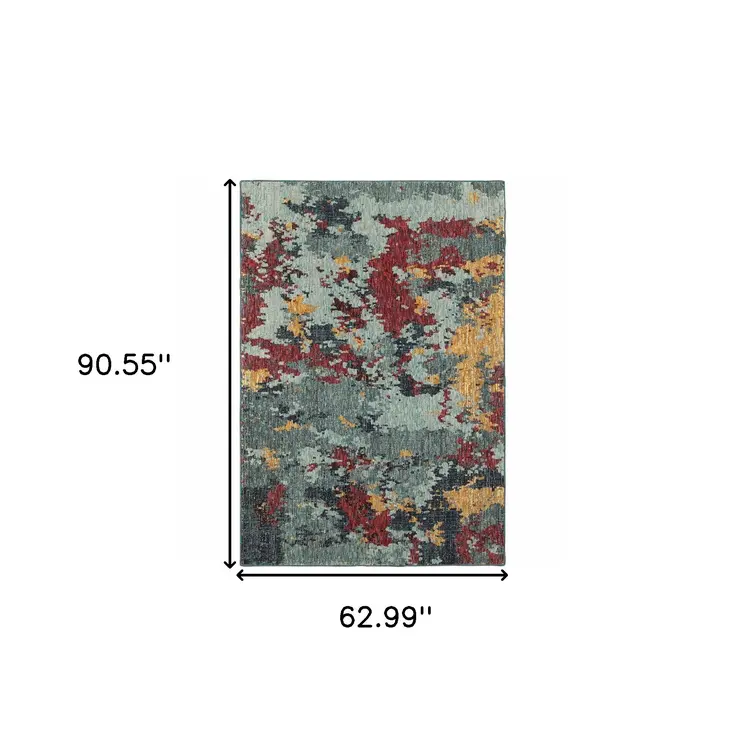 5' X 7' Blue Abstract Power Loom Area Rug