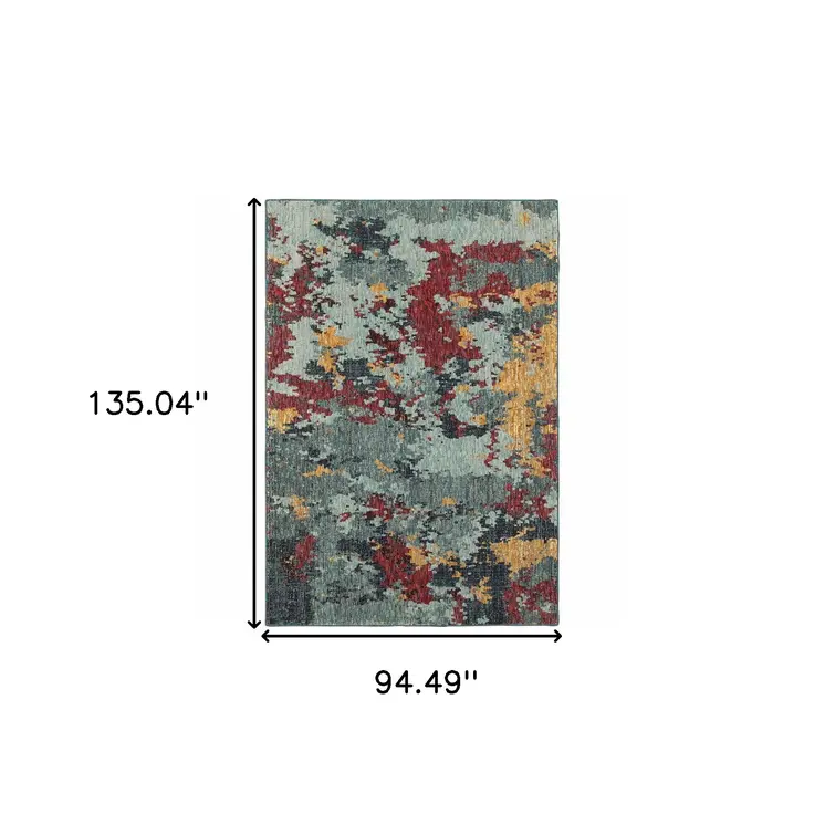 8' X 11' Blue Abstract Power Loom Area Rug