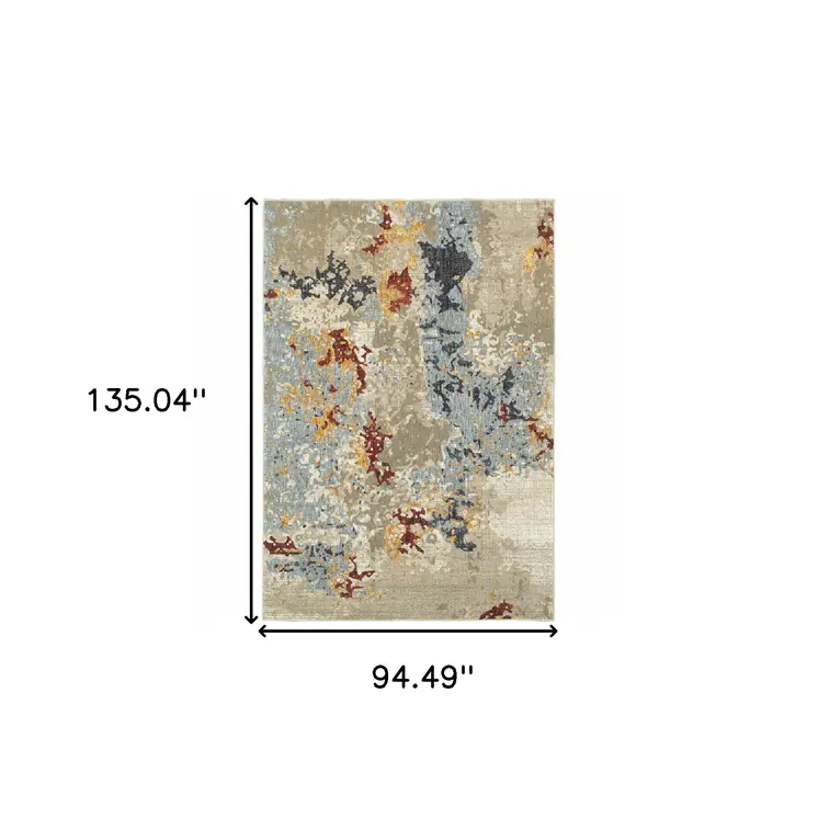 8' X 11' Blue and Beige Abstract Power Loom Area Rug