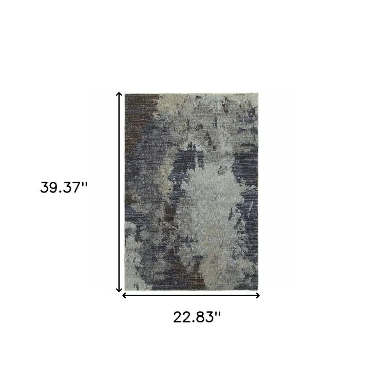 2' X 3' Navy Blue Abstract Power Loom Area Rug