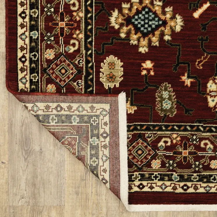 12' Red And Ivory Genuine Wool Oriental Runner Rug With Fringe