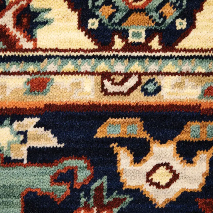 12' Blue And Red Genuine Wool Oriental Runner Rug With Fringe