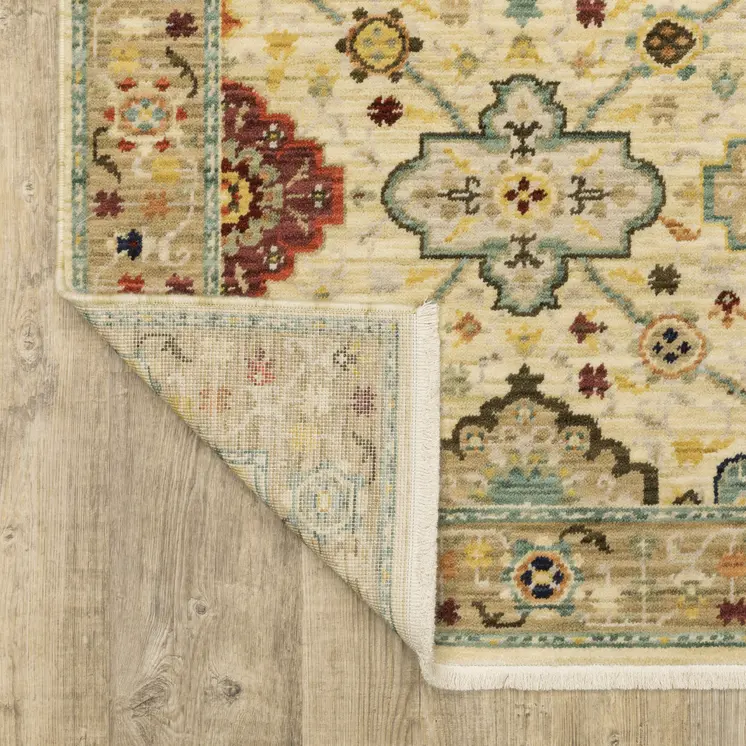 12' Beige And Ivory Genuine Wool Oriental Runner Rug With Fringe